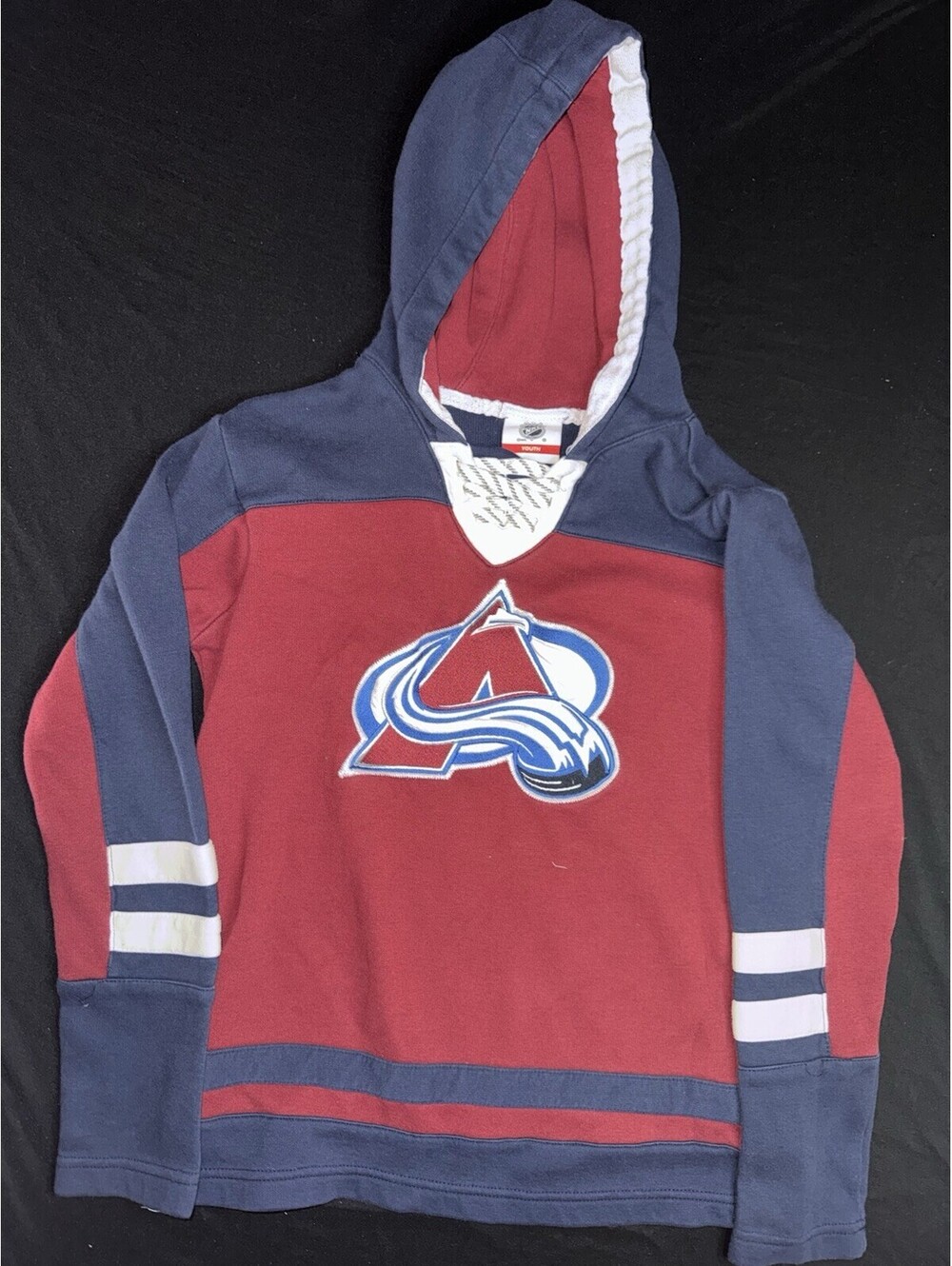 NHL Colorado Avalanche Lace Up Hoodie Hockey Jersey Size Youth M 10/12